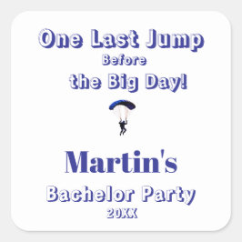 Pegatina Cuadrada Tema de aventura divertida para despedida de solte