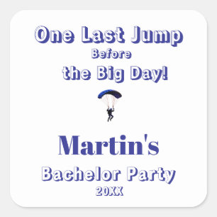 Pegatina Cuadrada Tema de aventura divertida para despedida de solte