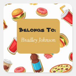 Pegatina Cuadrada Tema de Comida Personalizable Pertenece a Pack de 