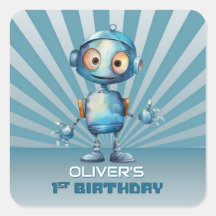 Tema de Cute Robot Invitación a primer cumpleaños