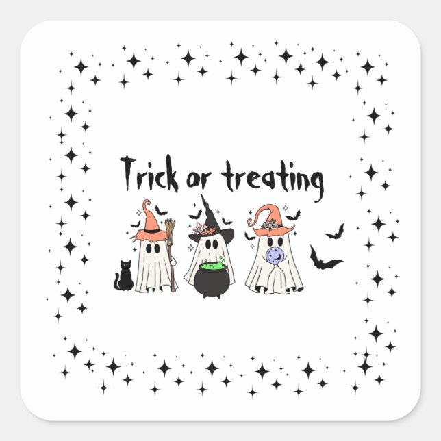 Pegatina Cuadrada Tema de Halloween (Anverso)