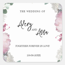 Pegatina Cuadrada Tema de la boda floral