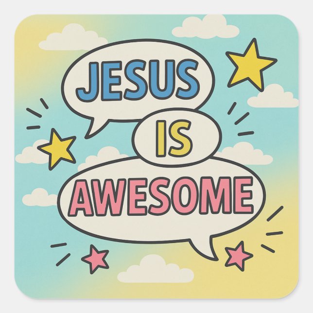 Pegatina Cuadrada Tema de la vajilla fiesta cristiana (Anverso)