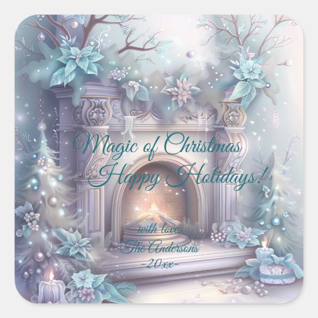 Pegatina Cuadrada Tema de los Navidades coloridos modernos (Anverso)