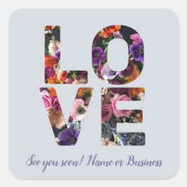 Pegatina Cuadrada Tema de San Valentín Amor Foto Floral Personalizab