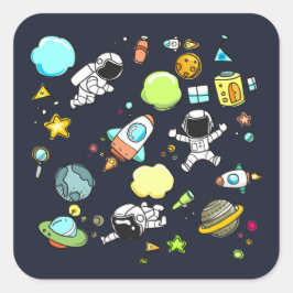 Pegatina Cuadrada Tema del espacio ultraterrestre en Guay - Astronau