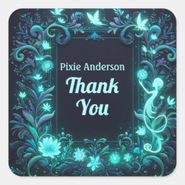 Pegatina Cuadrada Tema del Fiesta de hadas brillantes - cuento de ha