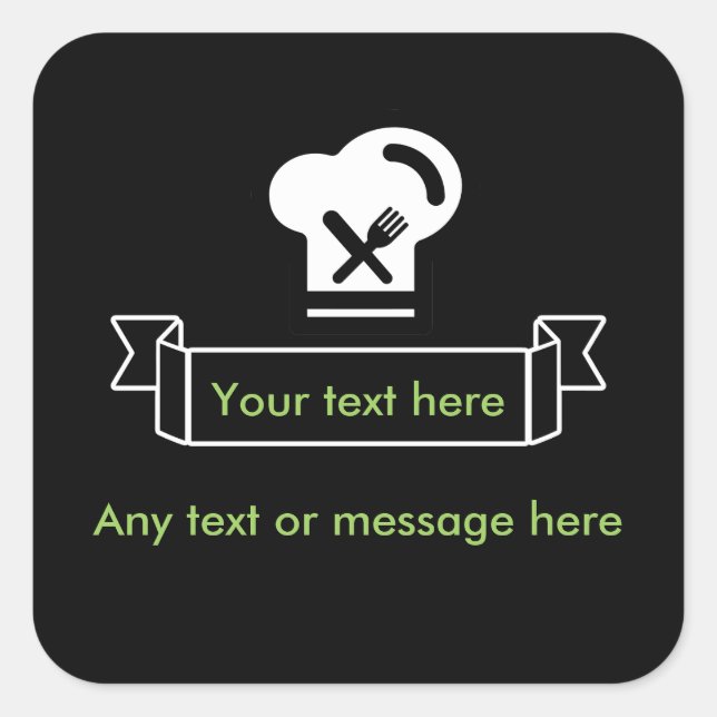 Pegatina Cuadrada Tema Del Restaurante Y Del Chef (Anverso)