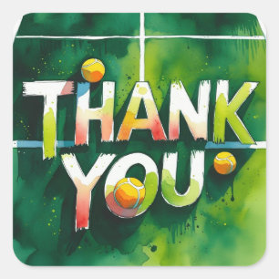 Pegatina Cuadrada Tema del tenis gracias