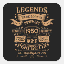 Pegatina Cuadrada Tema del whisky de 75 años de vintage personalizad