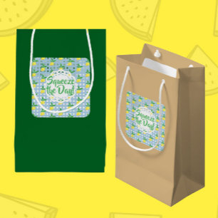 Pegatina Cuadrada Tema divertido de limón Exprime el día Sticker