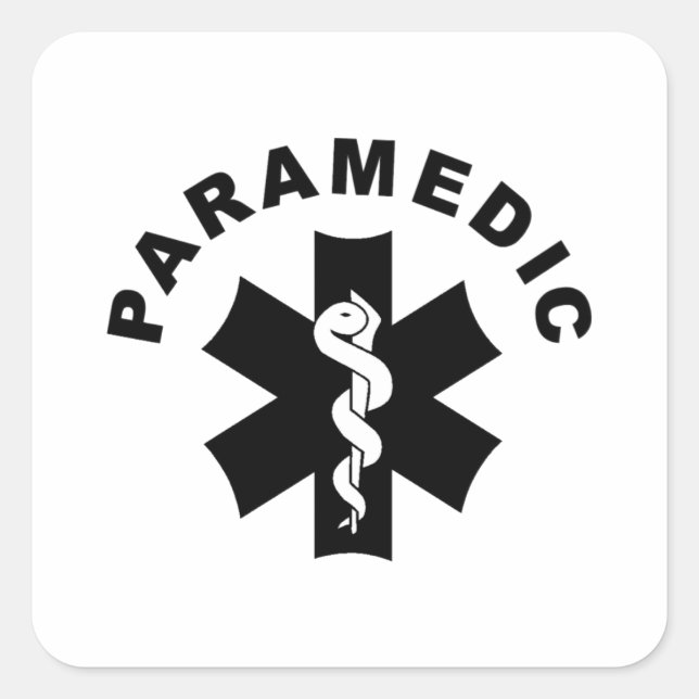 Pegatina Cuadrada Tema paramédico (Anverso)