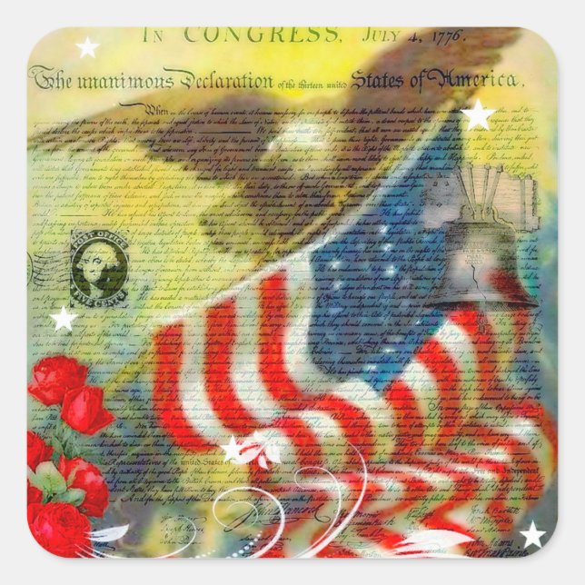 Pegatina Cuadrada Tema patriótico (Anverso)