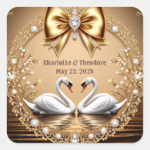 Tema romántico de boda de cisne dorado 💎🦢