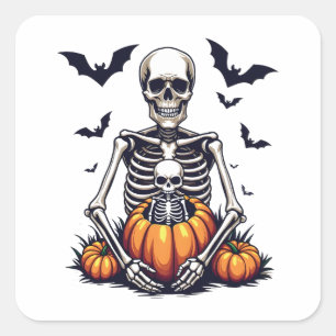 Pegatina Cuadrada Tembloroso embarazo precoz en Halloween