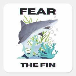 Pegatina Cuadrada temer al tiburón aleta
