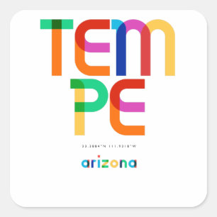 Pegatina Cuadrada Tempe Arizona Mediados de Siglo, Arte Pop,