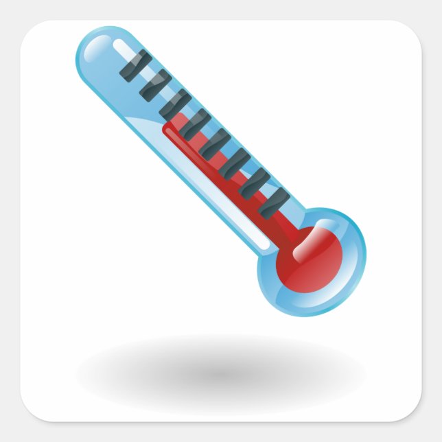 Pegatina Cuadrada Temperatura del termómetro (Anverso)