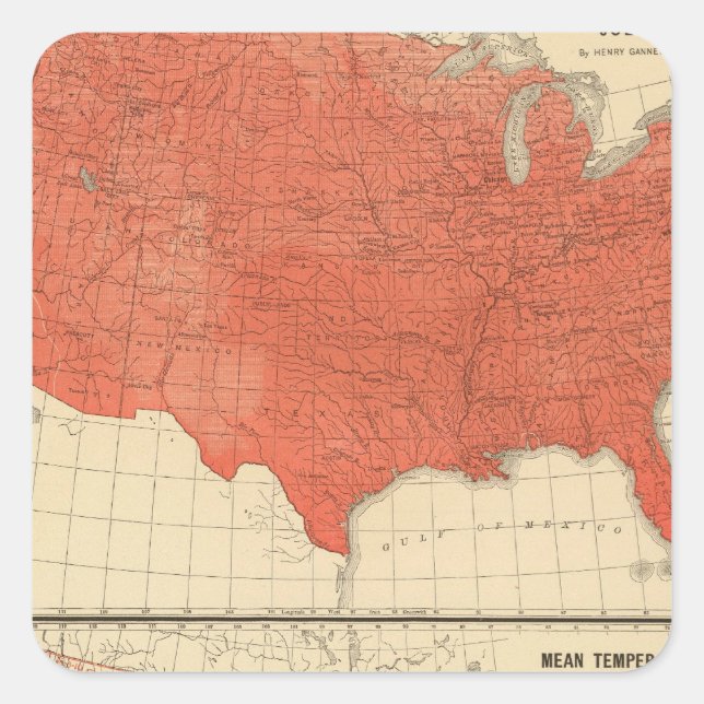 Pegatina Cuadrada Temperatura media (Anverso)