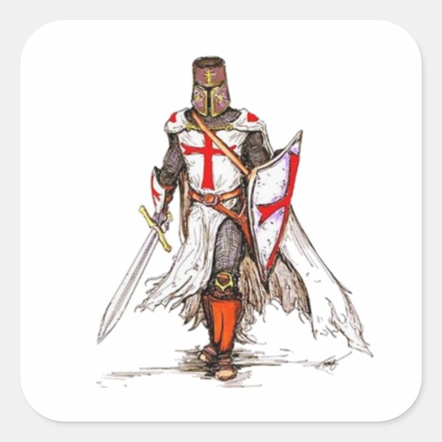 Pegatina Cuadrada Templar Knight (Anverso)