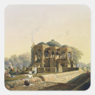 Pegatina Cuadrada Templo antiguo en Hulwud, del volumen I de 'Scener