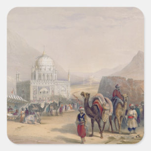 Pegatina Cuadrada Templo de 'Ahmed Shauh', Rey de Afganistán, Kand