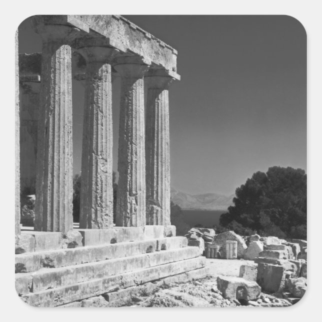 Pegatina Cuadrada Templo de Aphaea (Anverso)