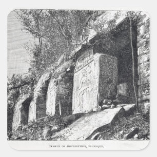 Pegatina Cuadrada Templo de inscripciones, Palenque