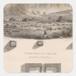 Pegatina Cuadrada Templo de Kaili, isla de Hawái, Hawái