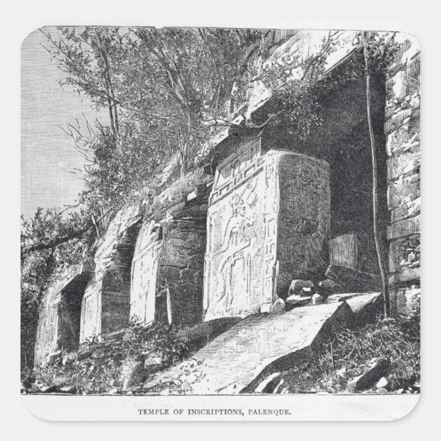 Pegatina Cuadrada Templo de las Inscripciones, Palenque (Anverso)