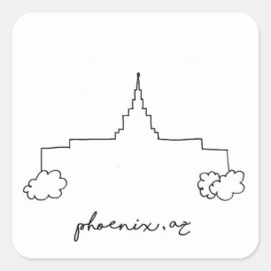 Pegatina Cuadrada templo de phoenix arizona boceto simple moderno