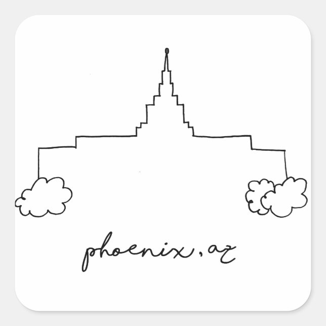 Pegatina Cuadrada templo de phoenix arizona boceto simple moderno (Anverso)