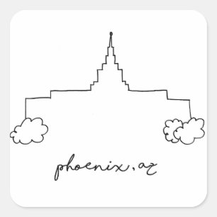 Pegatina Cuadrada templo de phoenix arizona boceto simple moderno