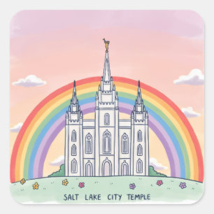Pegatina Cuadrada Templo de Salt Lake City