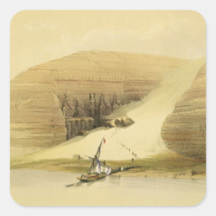 Pegatina Cuadrada Templo excavado de Abu Simbel, de "Egipto y de NU