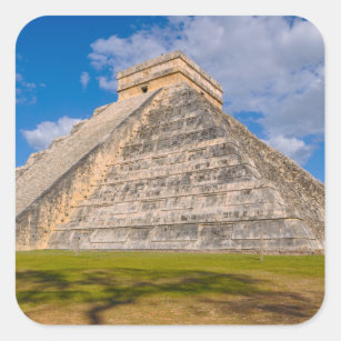 Pegatina Cuadrada Templo maya de Chichen Itza en México