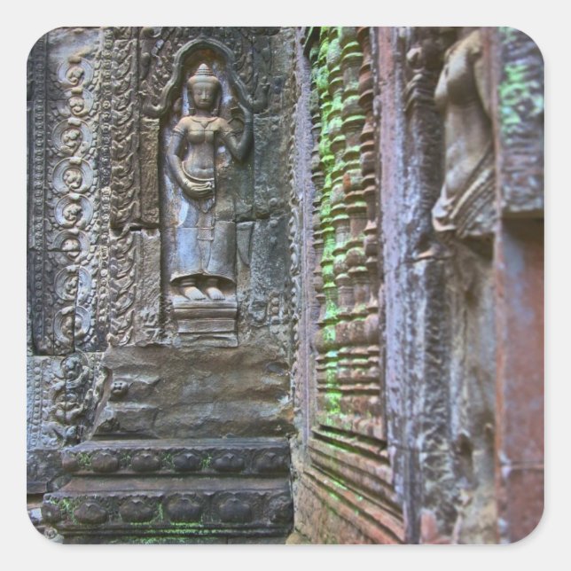 Pegatina Cuadrada Templo Ta Prohm, provincia de Siem Reap, Camboya 2 (Anverso)