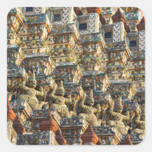 Pegatina Cuadrada Templo Wat Arun en Bangkok, Tailandia