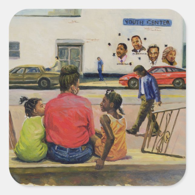 Pegatina Cuadrada Temporada 2000 de la ciudad de verano (Anverso)