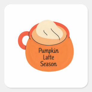 Pegatina Cuadrada Temporada de calabaza de latte - Acogedor café de