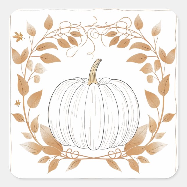 Pegatina Cuadrada Temporada de calabaza: otoño (Anverso)
