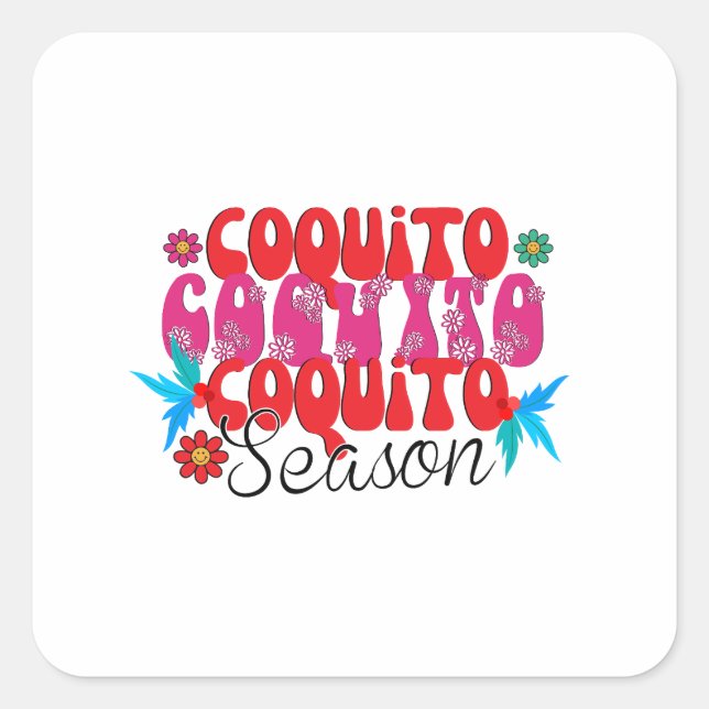 Pegatina Cuadrada Temporada de Coquito, Día Nacional del Coquito (Anverso)
