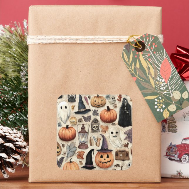 Pegatina Cuadrada Temporada de fantasía - Pegatinas de Halloween (Vacaciones)