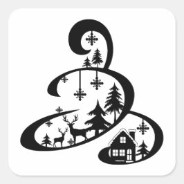 Pegatina Cuadrada Temporada de invierno acogedora