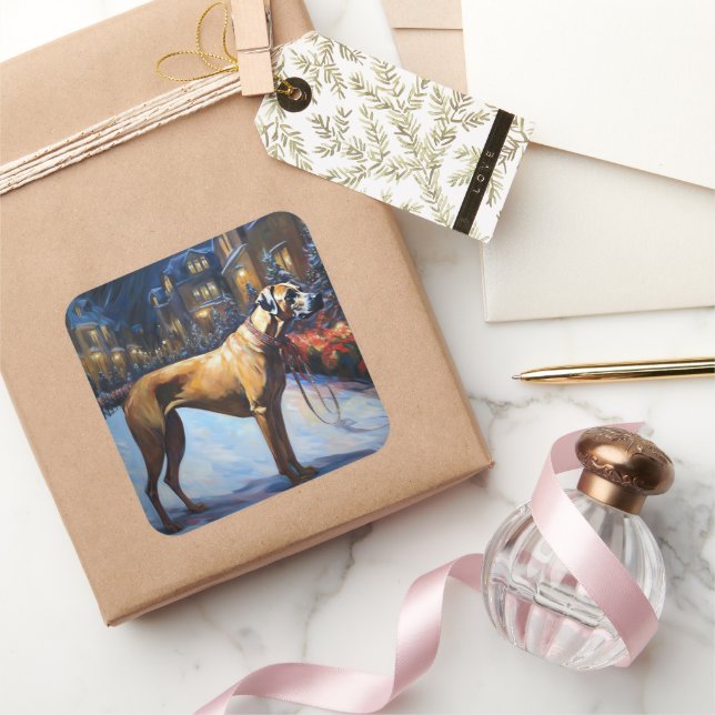 Pegatina Cuadrada Temporada festiva de los Navidades Ridgeback Rhode (Regalar)