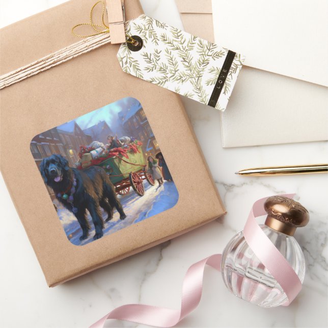 Pegatina Cuadrada Temporada festiva de Navidades de Terranova (Regalar)