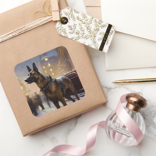 Pegatina Cuadrada Temporada festiva de Navidades malineses de Bélgic (Regalar)