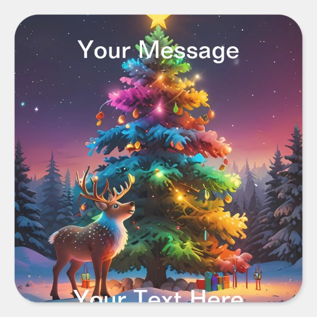 Pegatina Cuadrada Temporada navideña de invierno de navidades Wonder (Anverso)