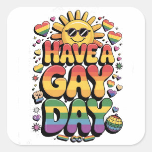 Pegatina Cuadrada Ten un Día Gay Mes del Orgullo LGBT