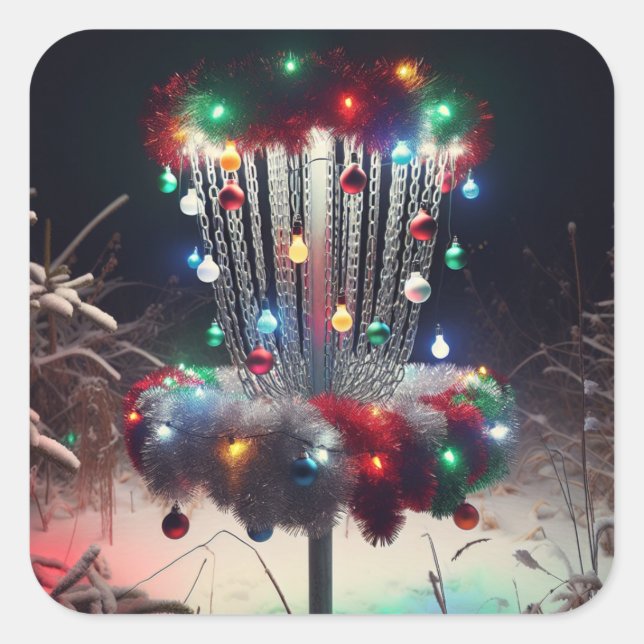 Pegatina Cuadrada ¡Ten un disco de alegría holly! Humor de los navid (Anverso)